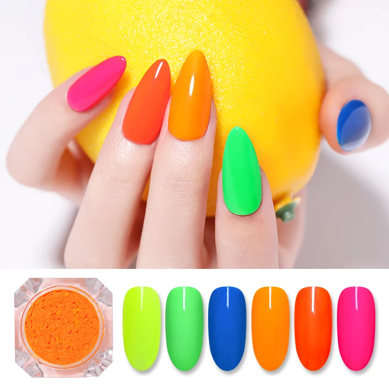 

Neon Pigment Powder Fluorescent Colors Nail Glitter Powder Chrome Pigment Dust Manicure Nail Art Decoration Summer Theme
