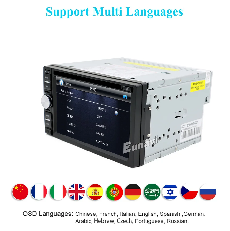 Sale Eunavi Double 2 Din Car PC DVD player for universal with GPS Navigation MP3 Radio RDS Video country map Bluetooth Mp4 car sterto 2