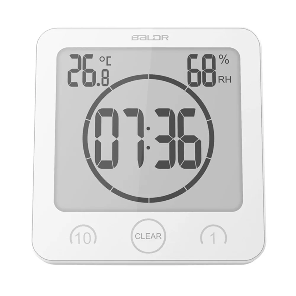 

LCD Screen Waterproof Digital Bathroom Wall Clock Temperature Humidity Countdown Time Function Wash Shower Hanging Clocks Timer