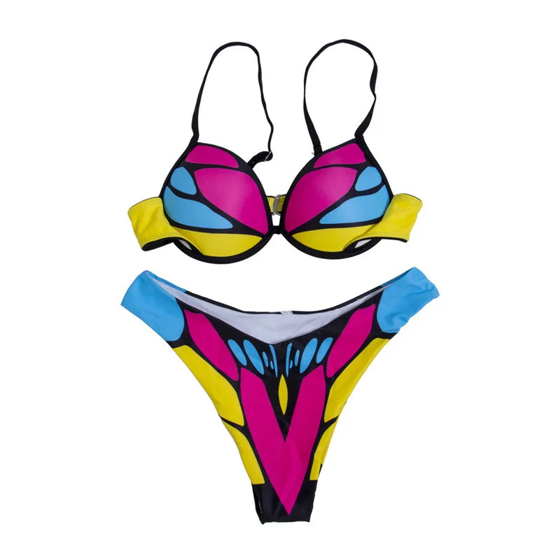 

Bikini 2018 New Sexy Imitation Butterfly Design Swimwear Women Swimsuit Push Up Brazilian Bikini Set Patchwork Swimsuit