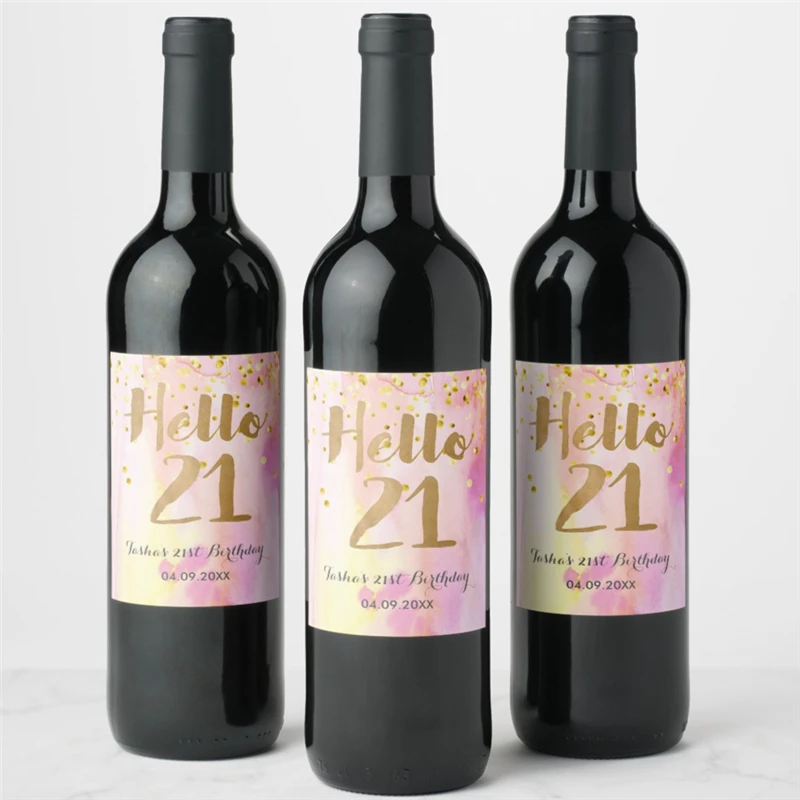 

Personalized 21st Birthday Champagne or Wine Bottle Labels Custom Wedding Wine Label