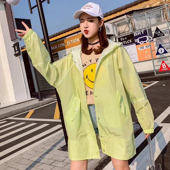 Новинка, Женская Солнцезащитная одежда очень большого размера, Женская свободная летняя дышащая Повседневная тонкая куртка B39 - Цвет: light green