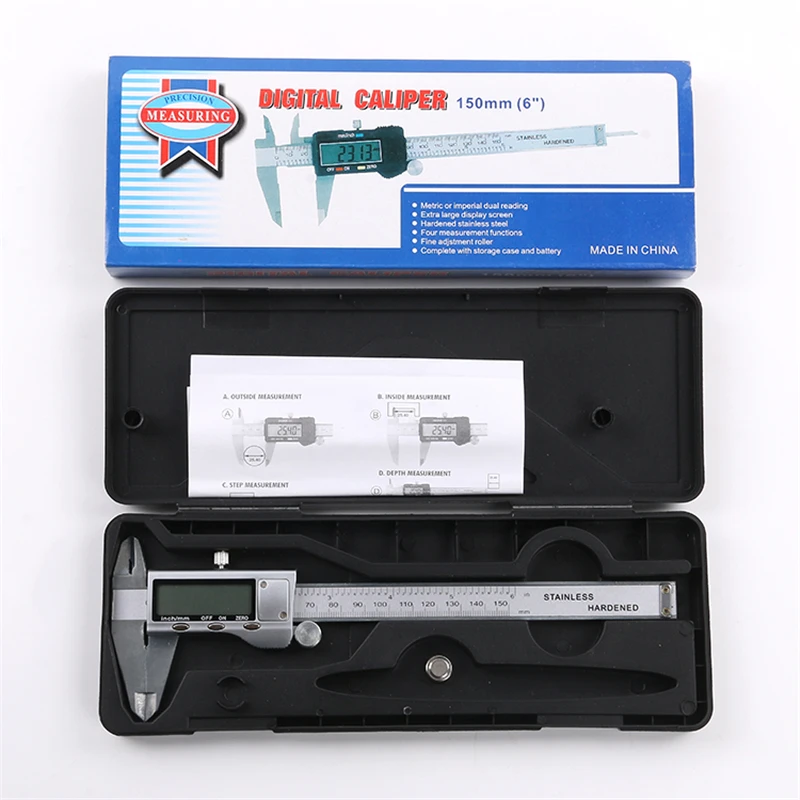 

1 PC All-metal Electronic Digital Display Cursor Caliper 0-150mm Precision 0.01mm Measurement Internal External Diameter