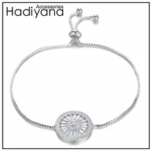 Браслет HADIYANA элегантный темперамент модный винтажный очаровательный Регулируемый Круглый круглый высококачественный кубический цирконий SL168 Pulaera