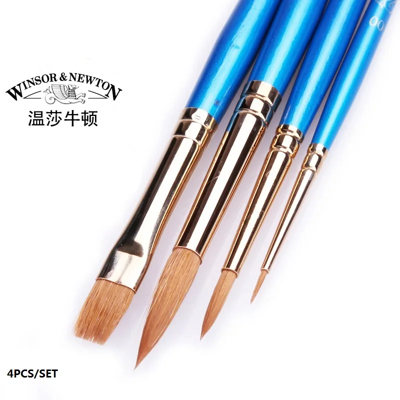 WINSOR& NEWTON норковые кисти для волос гуашь и акварельные кисти товары для рукоделия 6 шт./лот - Цвет: 4pcs per set