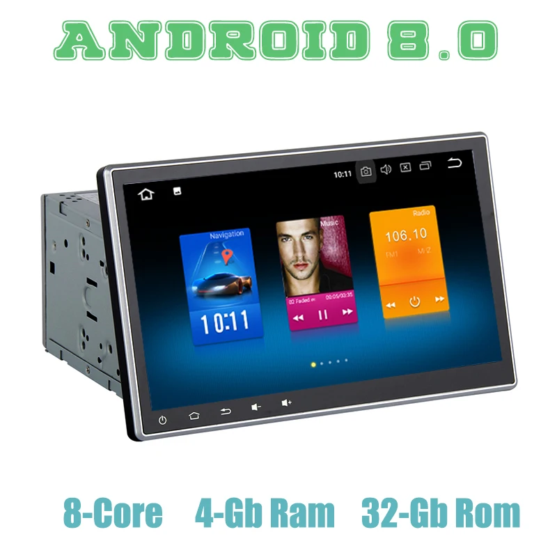 

10.2" IPS touch screen two din Android 8.0 universal car GPS dvd Stereo player octa core 4+32G wifi 4g usb