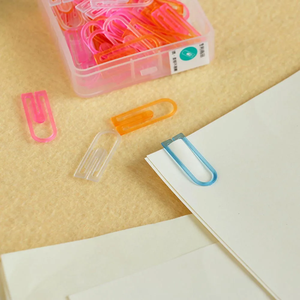 Buy 50pcs/box Colorful Paperclips Plastic Paper Clips