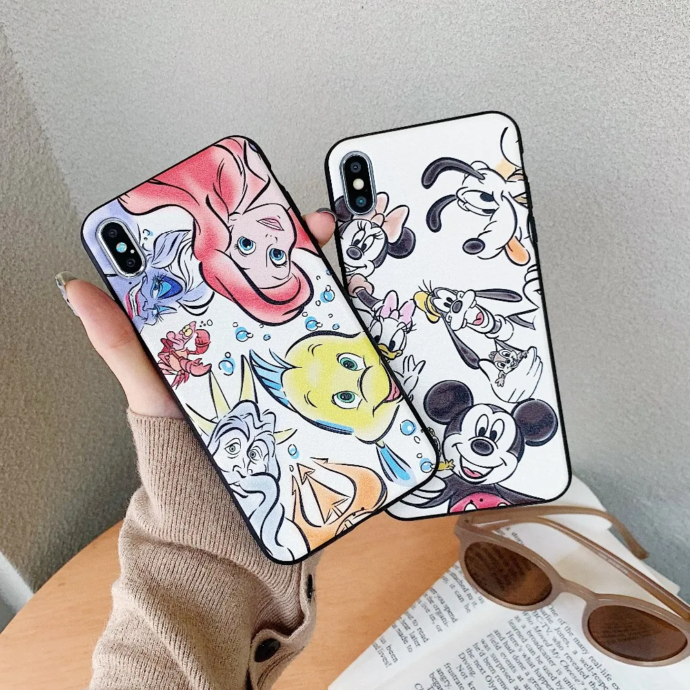 

Cartoon Bear Mickey Matte Soft Phone Case For iPhone X XS Max XR Silicone Cases For iphone 6 6s 7 8 Plus Back Cover Funda Coque