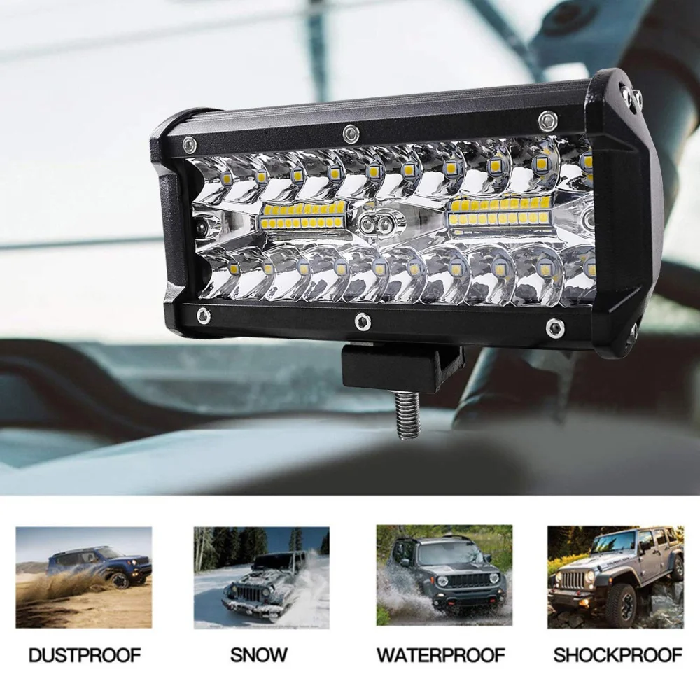 7 Inch 120W Combo Led Light Bars Spot Flood Beam for Work Driving Offroad Boat Car Tractor Truck 4x4 SUV ATV 12V 24V