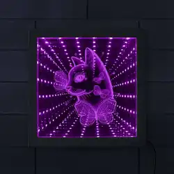 Кот с бабочкой RGB светодиодный бесконечный зеркальный каркас бесконечное пространство графика Кот Любовник подарок Кот портрет туннель