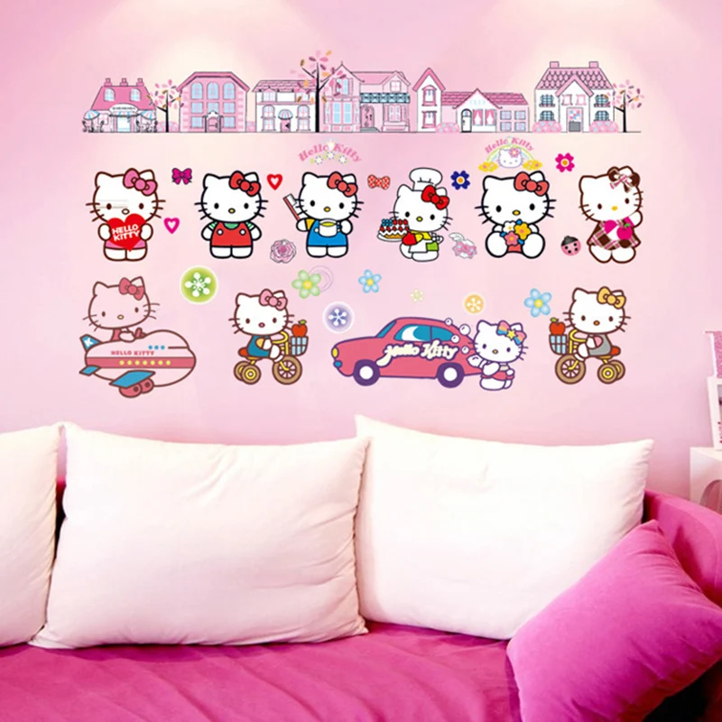 House Sticker  Hello  Kitty  Backdrop Wallpaper  PVC Wall 