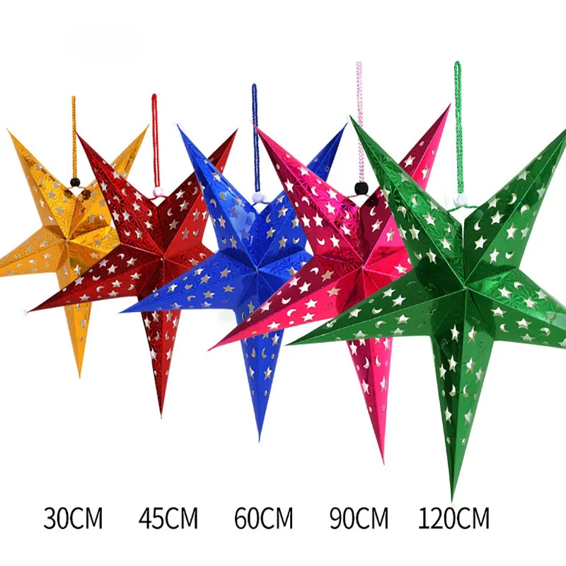 

Christmas decorative articles Laser Star paper solid Pentagram pendant home party room festival decorative ceiling hanging decoration