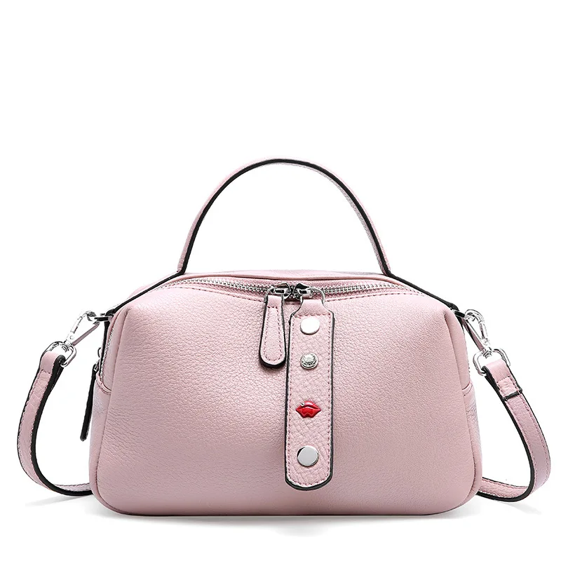 

2019 Korean Pillow Bag Colorful Rivet Design Women's Messenger Bag 100% Soft Cow Leather Ladies Shoulder Crossbody Bag