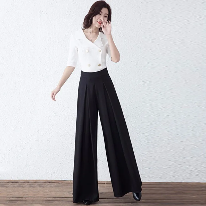 TWOTWINSTYLE широкие брюки с рюшами для женщин Высокая талия на молнии размера плюс X длинные брюки женские Весенняя мода OL одежда