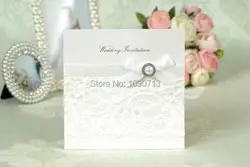 Бесплатная доставка 40 x Высокое качество Евро Белый Кружево свадебные приглашения персонализированные и индивидуальные печать свадебные