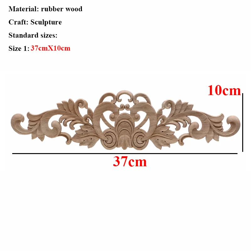 VZLX Цветочная деревянная резная угловая аппликация винтажная деревянная резная наклейка для мебели рама двери шкафа стены домашний декор ремесла - Цвет: 37cmX10cm