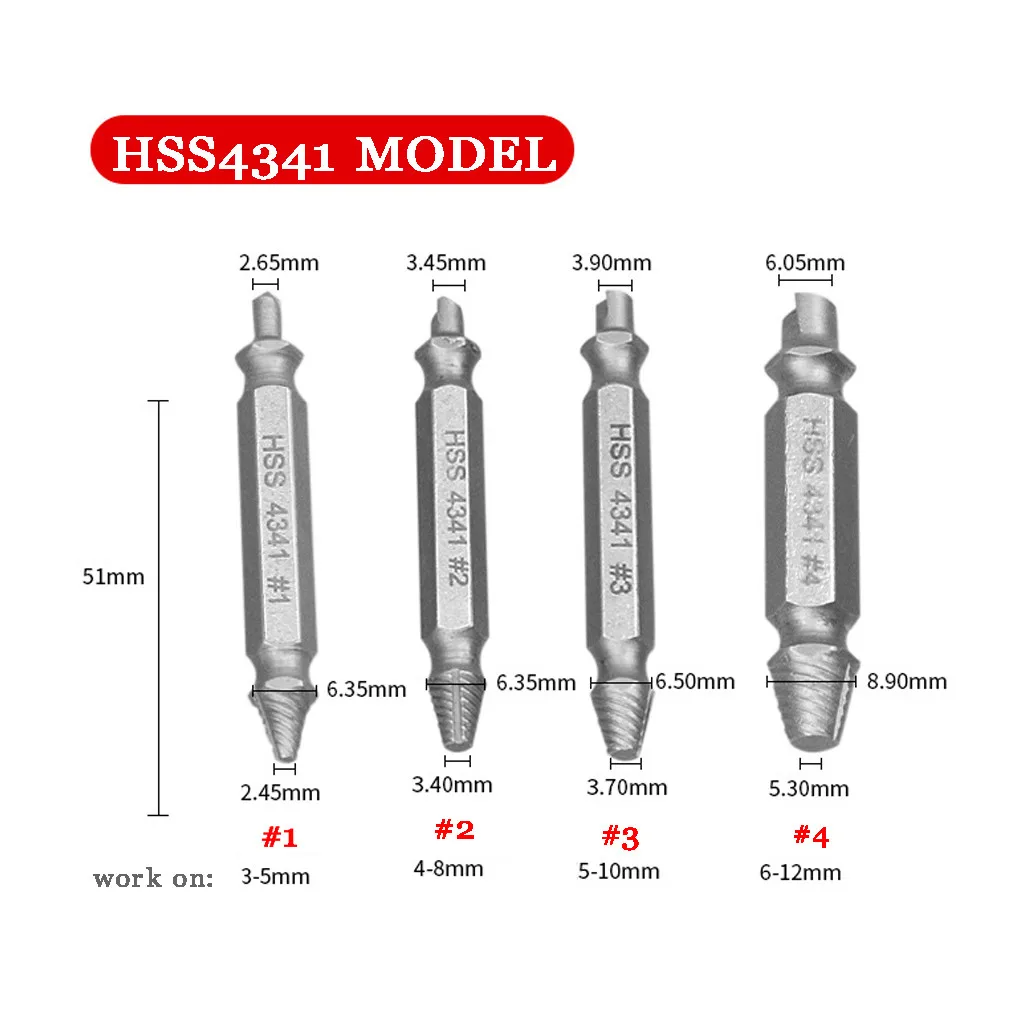 4 шт. Винт экстрактор комплект руководство сломанные поврежденные болт для удаления дрель parafuso roda carro# P6