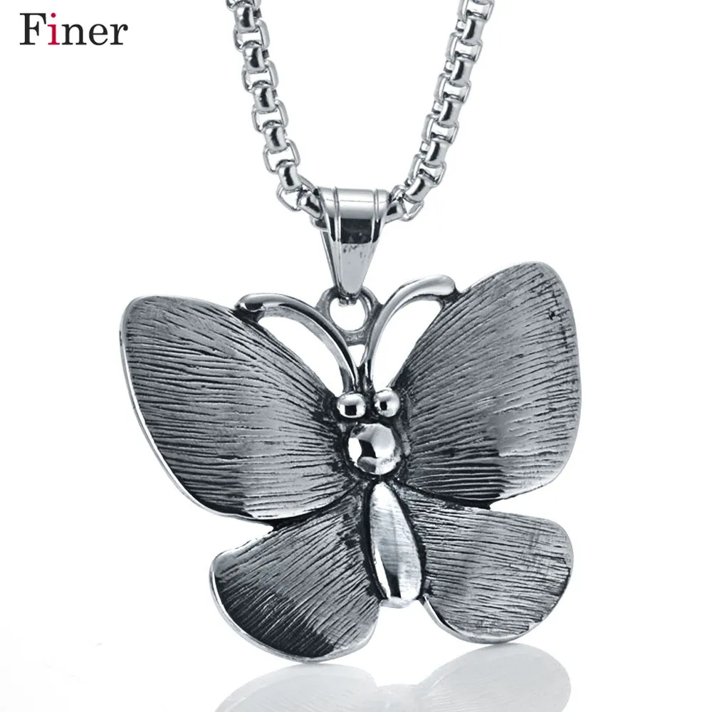 

Butterfly Pendant Stainless Steel Necklace Titanium Animal Jewelry Spring New Arrivals