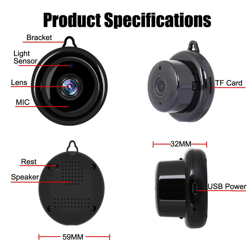  Di Sicurezza domestica HD Mini Macchina Fotografica di WiFi Senza Fili Piccolo IP CCTV Telecamera A