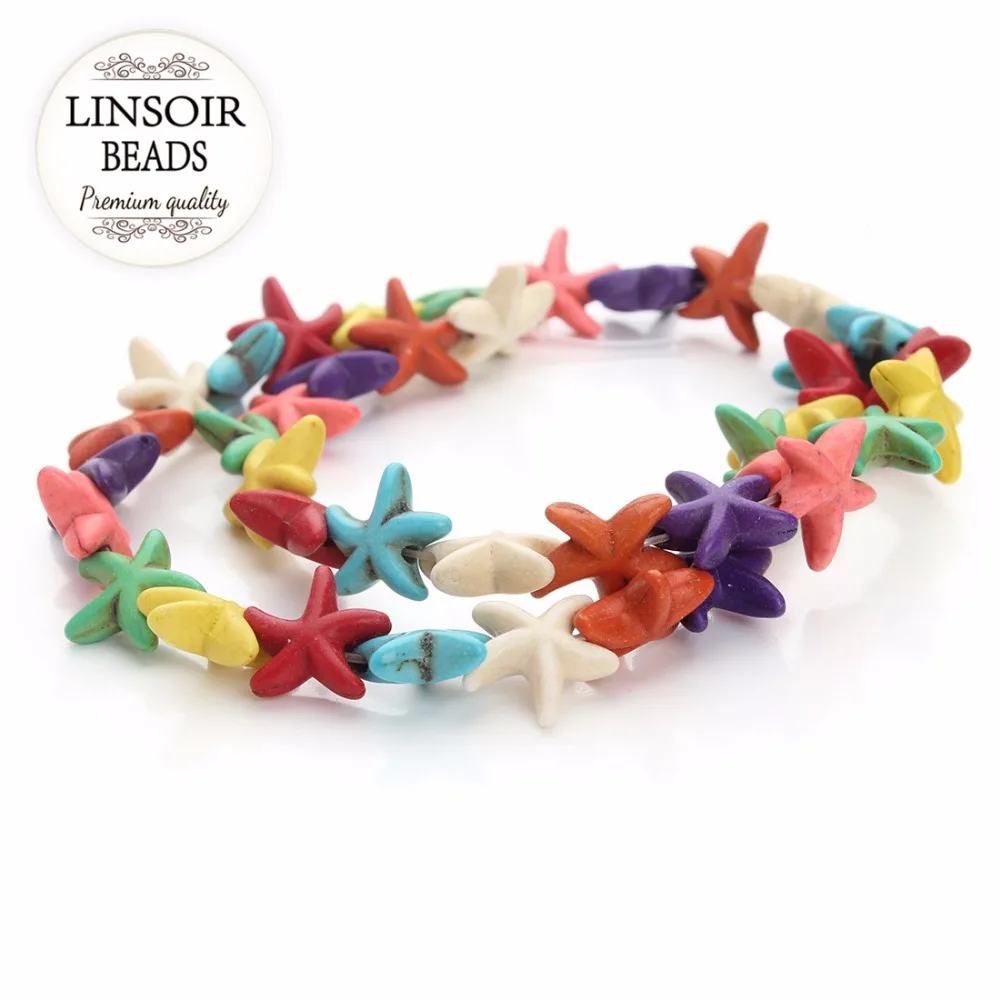 

Approx.40pcs /pack 1.4cm*1.4cm Colored Starfish Loose Created Spacer Seed Beads Semi Precious Stones DIY Jewelry F1353