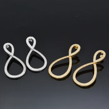 

Figure8 infinite logo earrings real cubic zirconia long earrings women's party fashion accessories