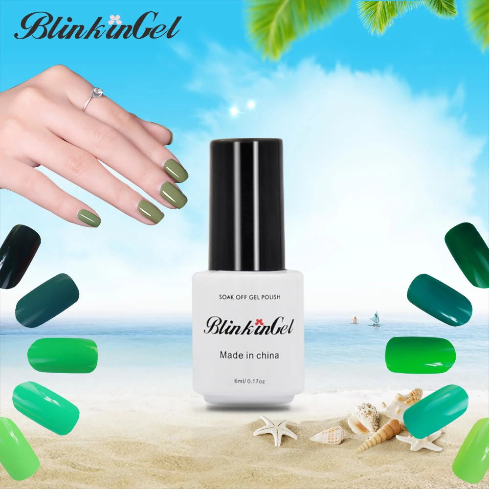 Blinkingel 1ピースアーミーグリーンネイルカラーソークオフジェルポリッシュ5ミリリットルledマニキュアセットゲルワニスで樹脂はがしマニキュア6ミリリットル マニキュア Aliexpress