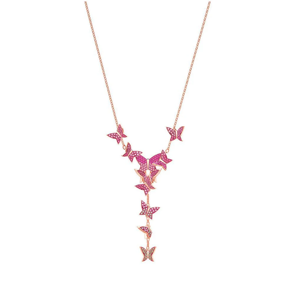 

SWA RO 2019 High-End Version 1:1 New Y-Shaped Color Butterfly Clavicle Chain Ladies Necklace Luxury Jewelry Gift Free Shipping
