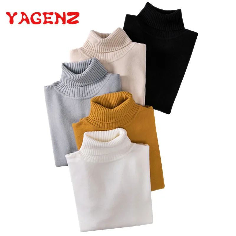 YAGENZ Otoño e Invierno de las mujeres, suéter de bajo de punto camisa elástico largo de manga larga de cuello alto jerseys mujer suéteres de punto
