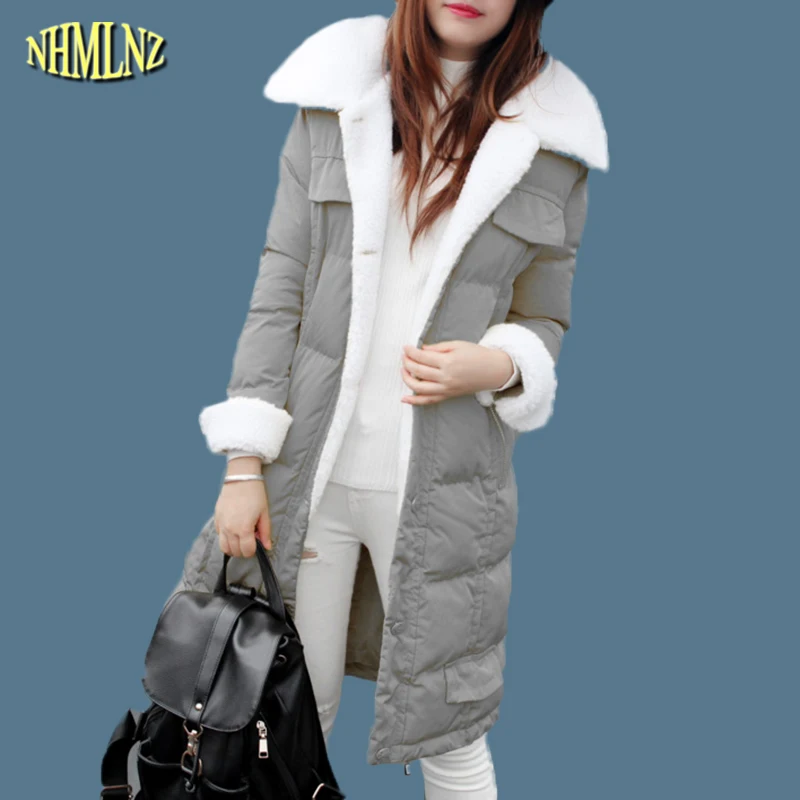 

2019 New Winter Women Jacket Medium length student Fashion Women Cotton coat Solid color Fur collars Female Outerwear S-XL WK214