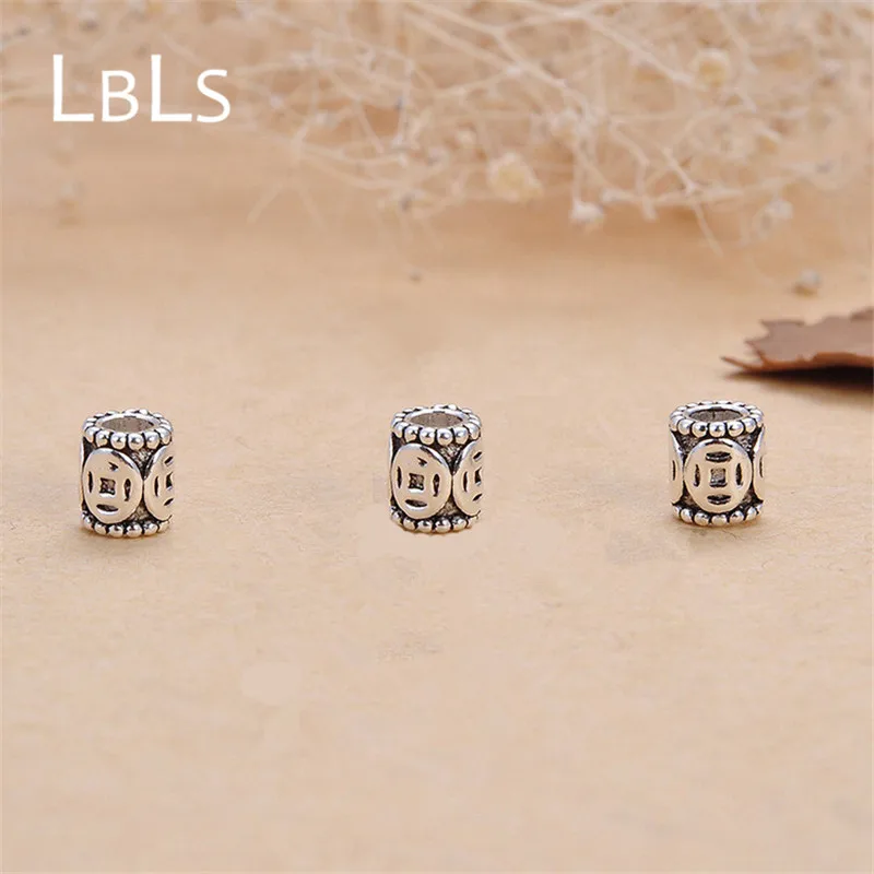 3pcs Sterling 925 Silver Crimp End Bead for Bracelet Necklace Diy Connectors for Jewelry Making Vintage Handicraft Accessories (1)