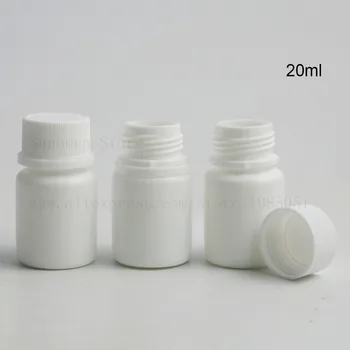 

100pcs empty bottles pills capsule container 20ml PE medical grade hinge Top Medical plastic bottle with screw cap
