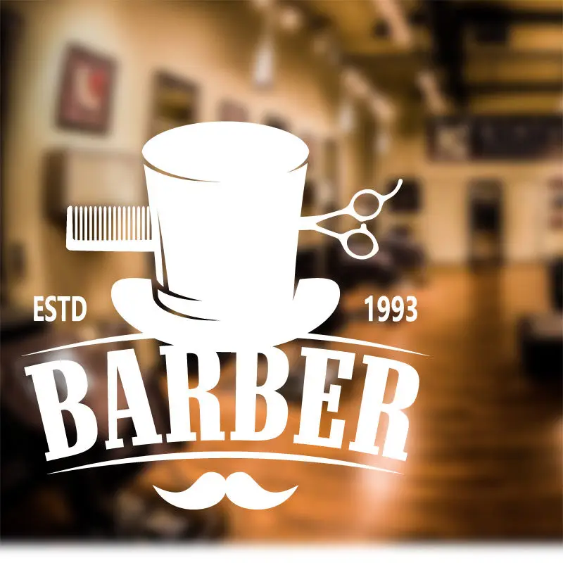 Man Barber Shop Sticker Name Bread Decal Haircut Shavers Posters Vinyl