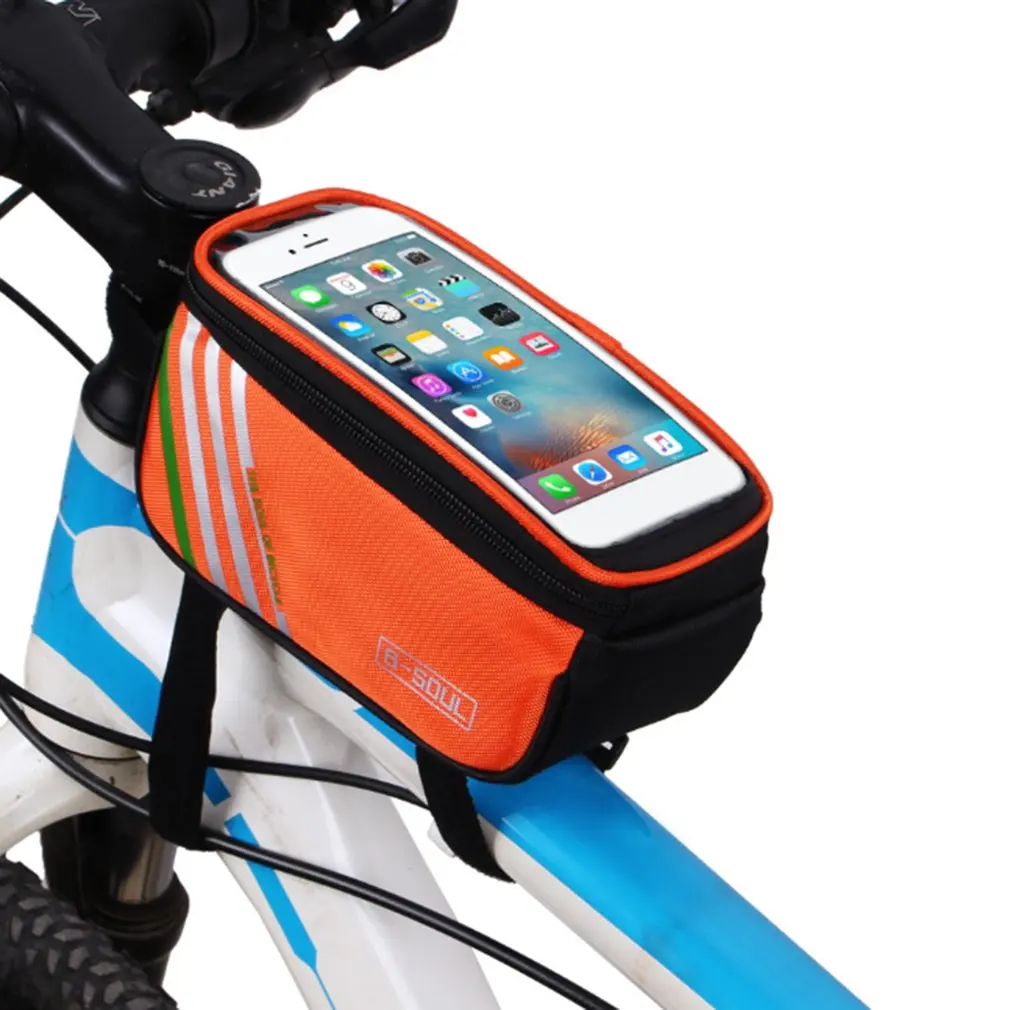 Flash Deal B-SOUL Bicycle Handlebar Mobile Phone Pouch Touch Screen Top Frame Tube Storage Bag Waterproof Cycling Cellphone Holder Bag 15