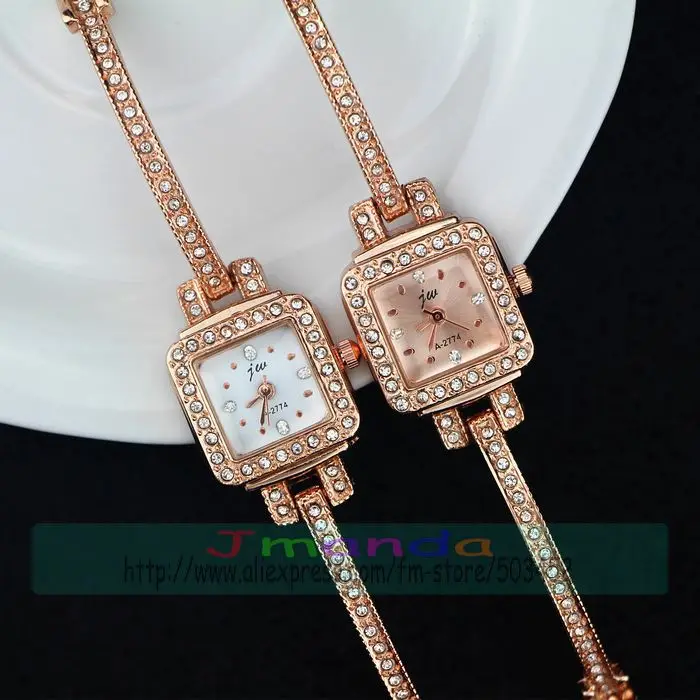 

100pcs/lot JW-A2774 Rose Gold Bracelet Watch Fashion Ladies Dress Crystal Watch Wrap Quartz Wristwatch Wholesale Alloy Watch