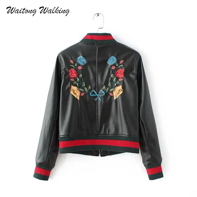 Autumn Winter font b Women b font Coat High Quality PU Leather Zipper Baseball font b