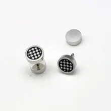 8 мм стальные однолицевые клетчатые серьги-гвоздики титановые мужские титановые серьги-гвоздики