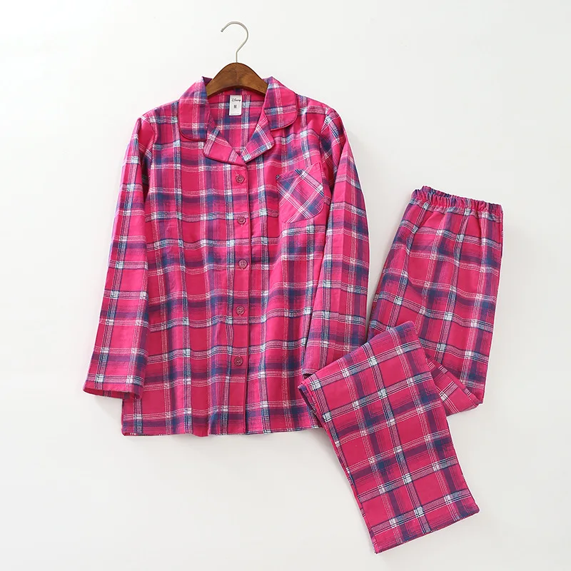 

Plaid Pajamas Women Autumn Winter Thick Brushed Cotton Long Sleeve Elastic Waist Pants Lounge Homewear Nightwear pijamas S88492