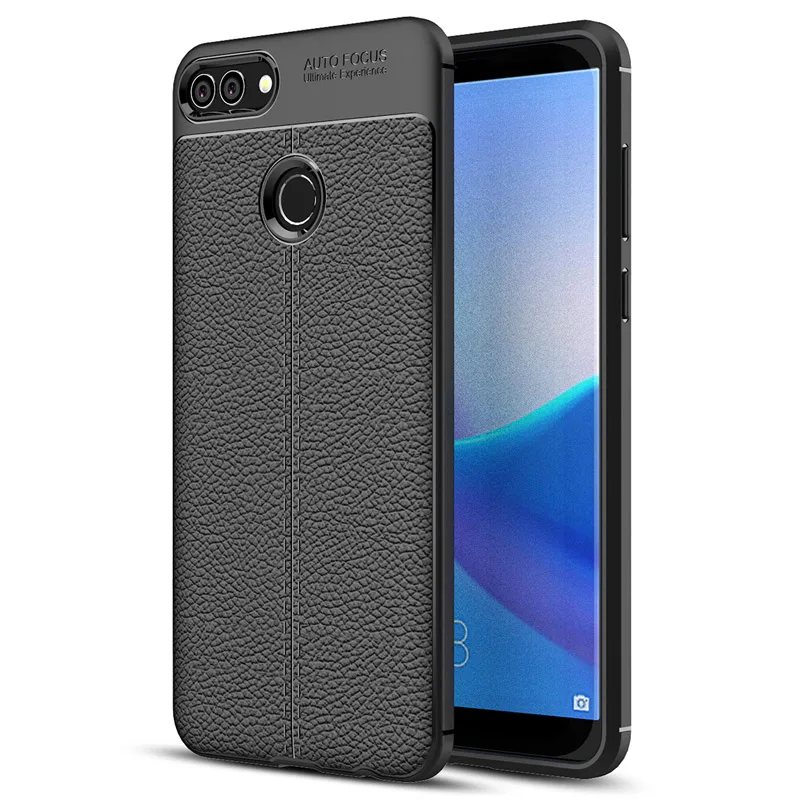 

For Huawei Y9 Y7 Y6 Y5 Prime Case Luxury Leather Grain Silicone Phone Bag Carbon Fiber Cover For Huawei Y9 2018 Y6 Y7 Prime Case