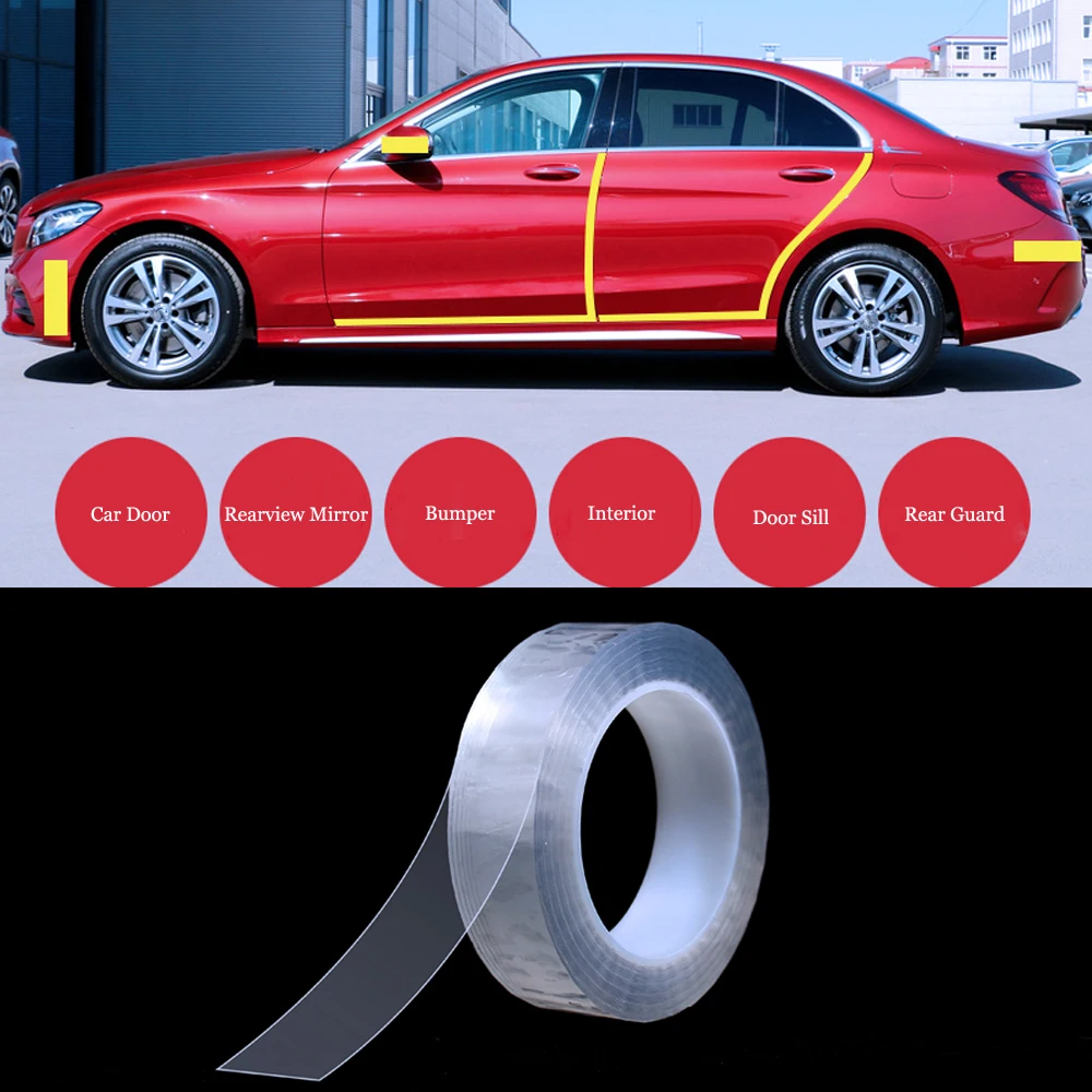 

Car Rear Guard Door Sill Rearview Mirror Bumper Interior Door Edge Protective Sticker Anti Scratch Tape Transparent Tape