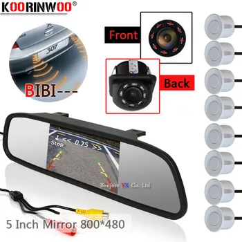 

Koorinwoo Car Sensor 8 Video System Mirror Monitor rear view Camera Reverse Radar Alarm Parking Parktronic Black Sliver White