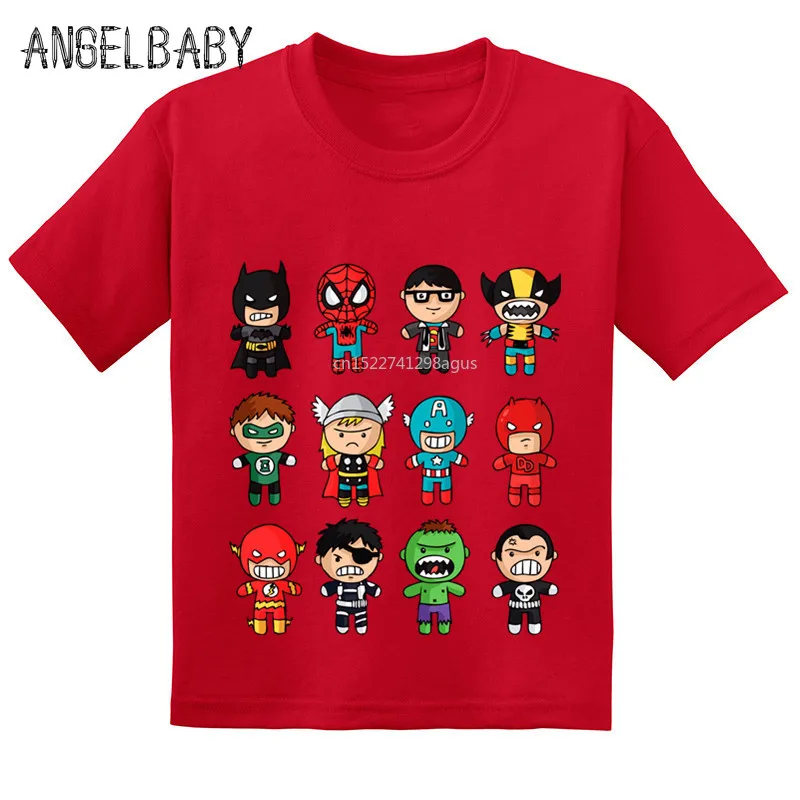 Забавные детские футболки с супергероями из мультфильма «мстители» Летняя Детская Хлопковая футболка с короткими рукавами футболки для мальчиков и девочек GKT228