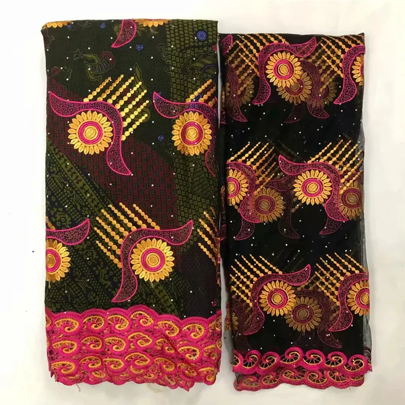 

African lace fabric 2017 high quality guipure lace Hollandai' wax with stones embroidery lace trim 6 yard for dress XM102502