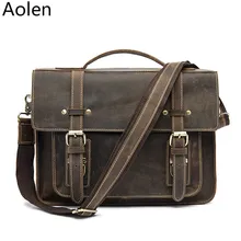 Envío Gratis Hight Quality Brown 100% Cuero Genuino Hombres Cartera Maletín Portátil Messenger Bag Bolso