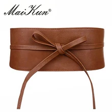 Boho Belt for Women Bowknot Faux Leather Wrap Around Obi Style Cinch Waistband Black Cummerbund Brown Women Belt