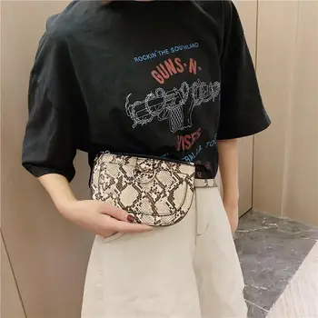 

New Fashion Lady Snakeskin Embossed Faux Leather Shoulder Chest Waist Bag