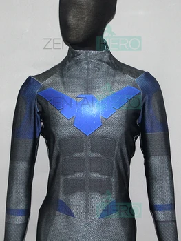 

Free Shipping 3D Printing Nightwing Costume Custom Made Spandex Film Cosplay Superhero Costume Zentai Catsuit No Mask 18042503