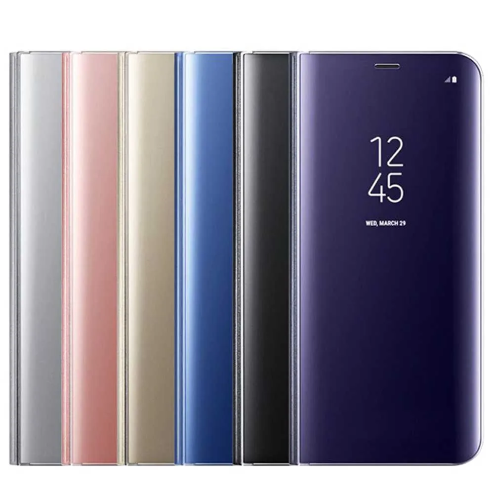 Mirror Flip Case For Samsung Galaxy A3 A5 A7 2017 PU Leather Clear View Smart Cover