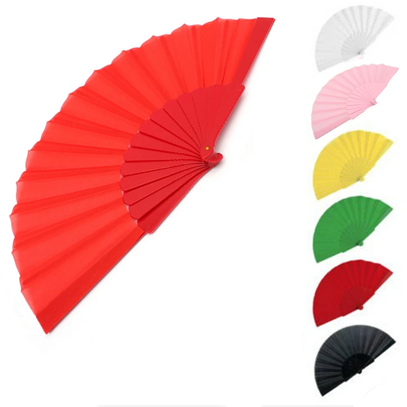 

Potable Handheld Fabric Hand Folding Fans Outdoor Dancing Black Red White Bridals Wedding Party