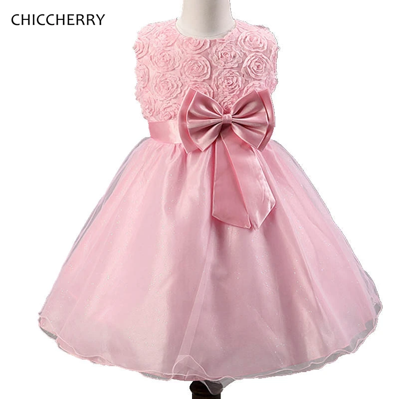 Pink 3d Rose Flowers Girl Dress Summer Graduation Ball Gown For Children Wedding Dress Robe Bebe Fille Mariage Kids Costumes Gown For Children Ball Gowns For Childrengirls Dress Aliexpress