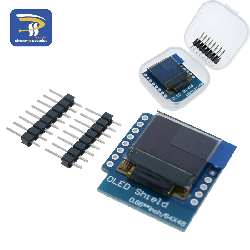 

0.66" inch For Wemos Oled 64X48 IIC I2C LCD OLED LED Dispaly Shield for Arduino Compatible For WeMos D1 Mini SSD1306 OLED Shield